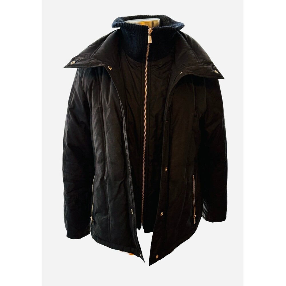 MICHAEL KORS Wm L Dark Green Down/Waterfowl Filler Puffer Jacket High Neck